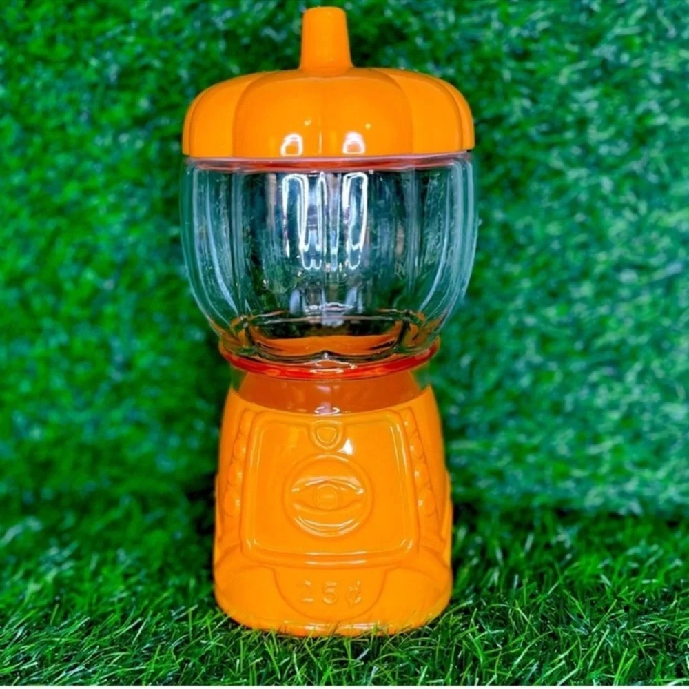 NEW Target Bullseye Playground Orange Pumpkin Glass Gumball Canister Jar